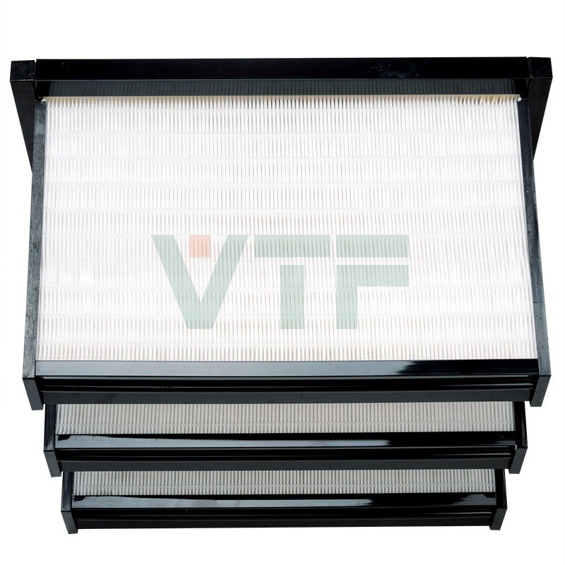 Filtros de banco em V plissado Merv 15 Filtro de ar de poeira fina para HVAC
